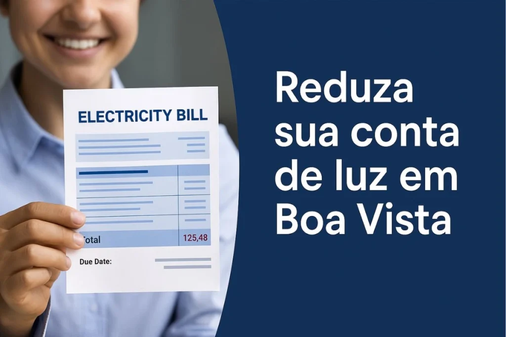 Mulher segurando conta de luz com expressão de alívio em Boa Vista-RR