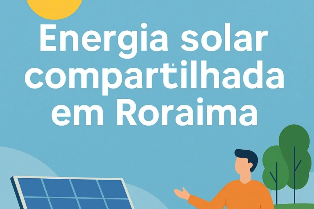 Painéis solares ao entardecer simbolizando energia limpa em Roraima