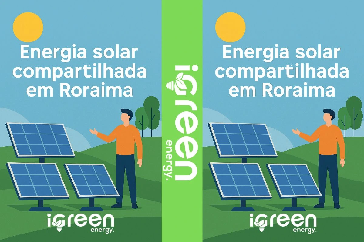 Infográfico digital ilustrando o funcionamento da energia solar compartilhada
